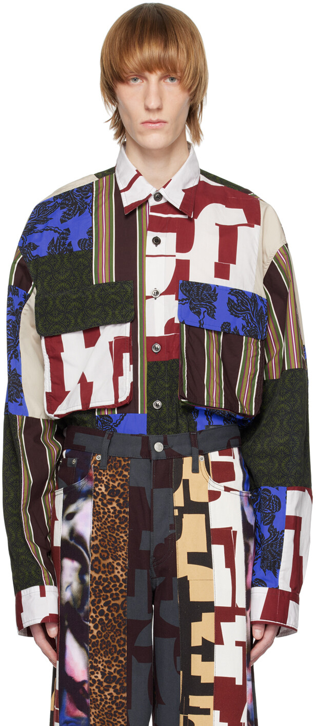 

Разноцветная рубашка со вставками Dries Van Noten