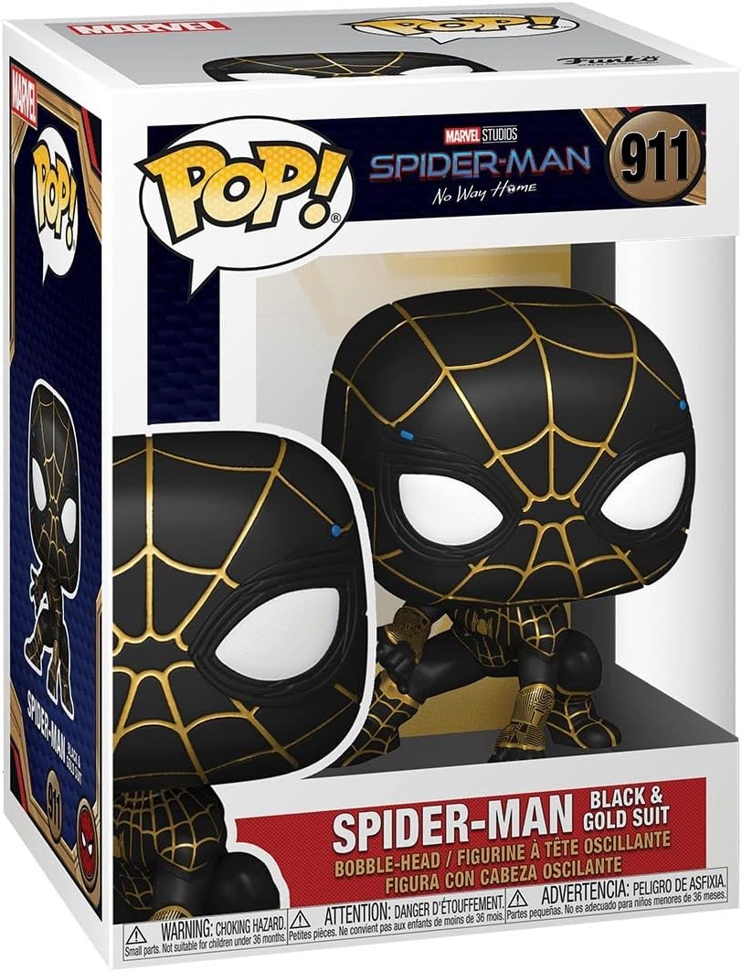 фигурка подвижная человек паук супергерой 30 см Фигурка Funko Pop Marvel: Spider-Man: No Way Home - Spider-Man in Black and Gold Suit