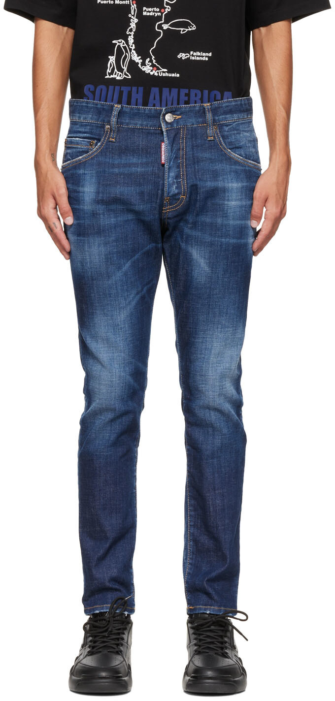 

Синие джинсы скинни с эффектом потертости Dsquared2