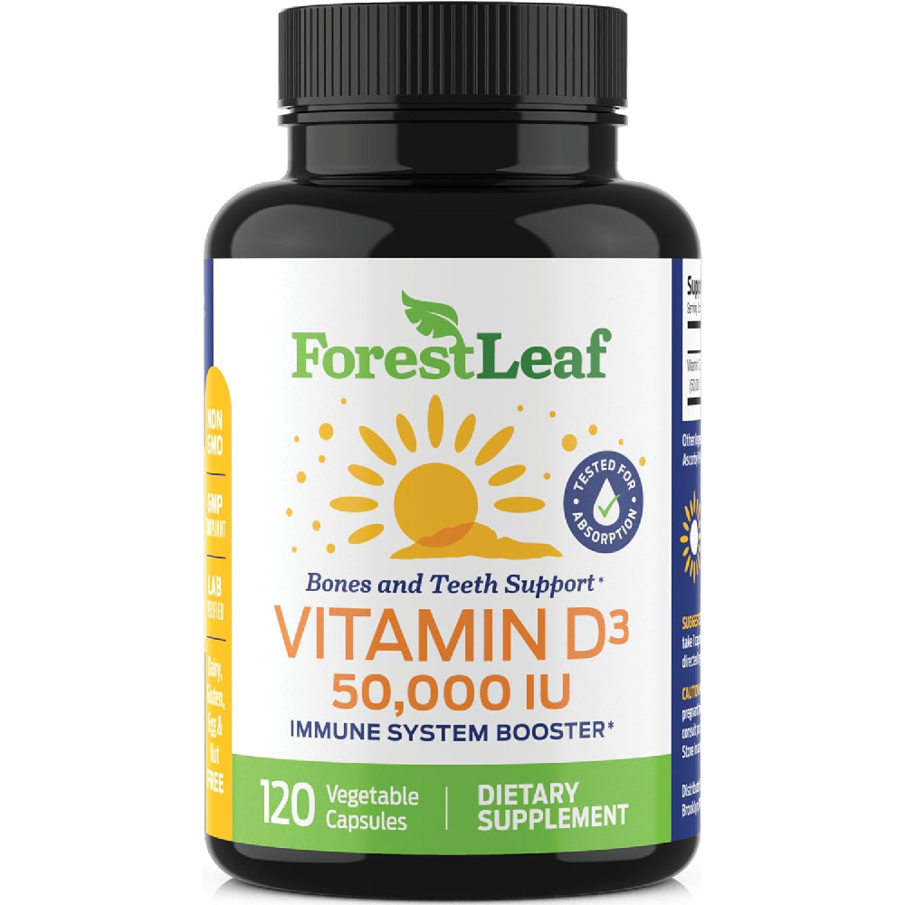 Витамин D3 ForestLeaf Vegetable Capsules for Bones 50 000 МЕ, 120 растительных капсул