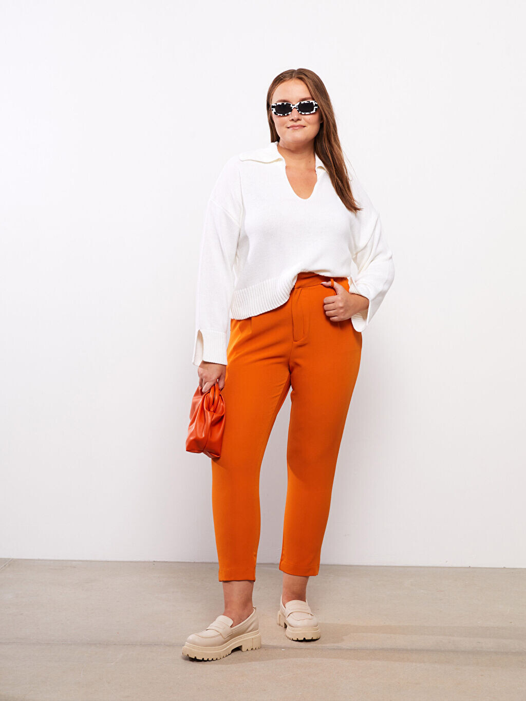 

Прямые женские брюки стандартного кроя LCW Casual, Оранжевый