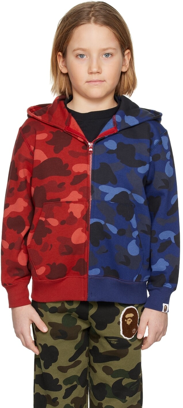 

Детская красно-синяя камуфляжная худи с акулой BAPE