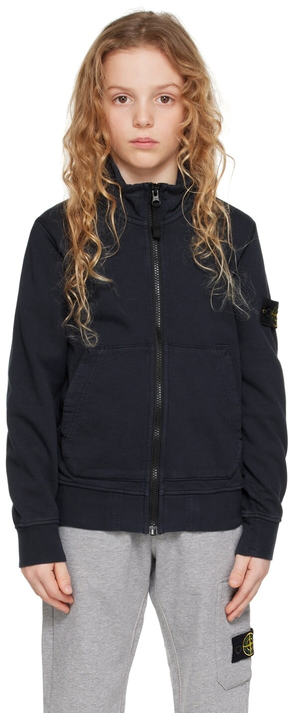 

Детская темно-синяя толстовка на молнии Stone Island Junior, Синий, Детская темно-синяя толстовка на молнии Stone Island Junior