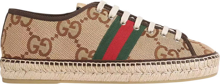 Кроссовки Gucci Maxi GG Espadrilles Camel Ebony, кэмел - фото