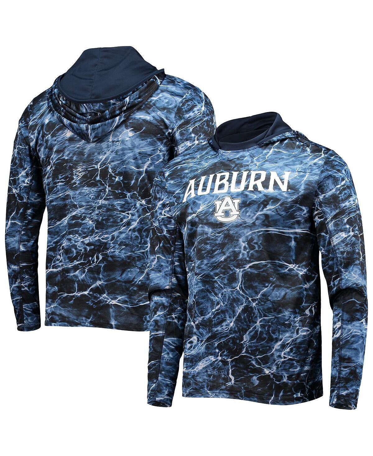 

Мужская темно-синяя футболка с капюшоном с длинным рукавом auburn tigers mossy oak spf 50 performance Colosseum, синий