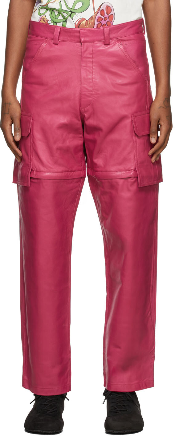 

Розовые кожаные брюки La Montagne 'Le Pantalon Pêche' Jacquemus, Розовый