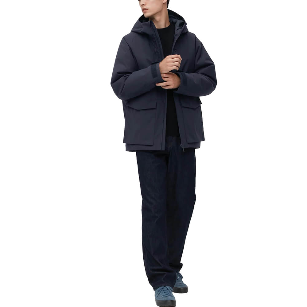 Пуховик Uniqlo Hybrid Down 3D Cut, темно-синий пуховая куртка uniqlo ultra light down 3d cut черный
