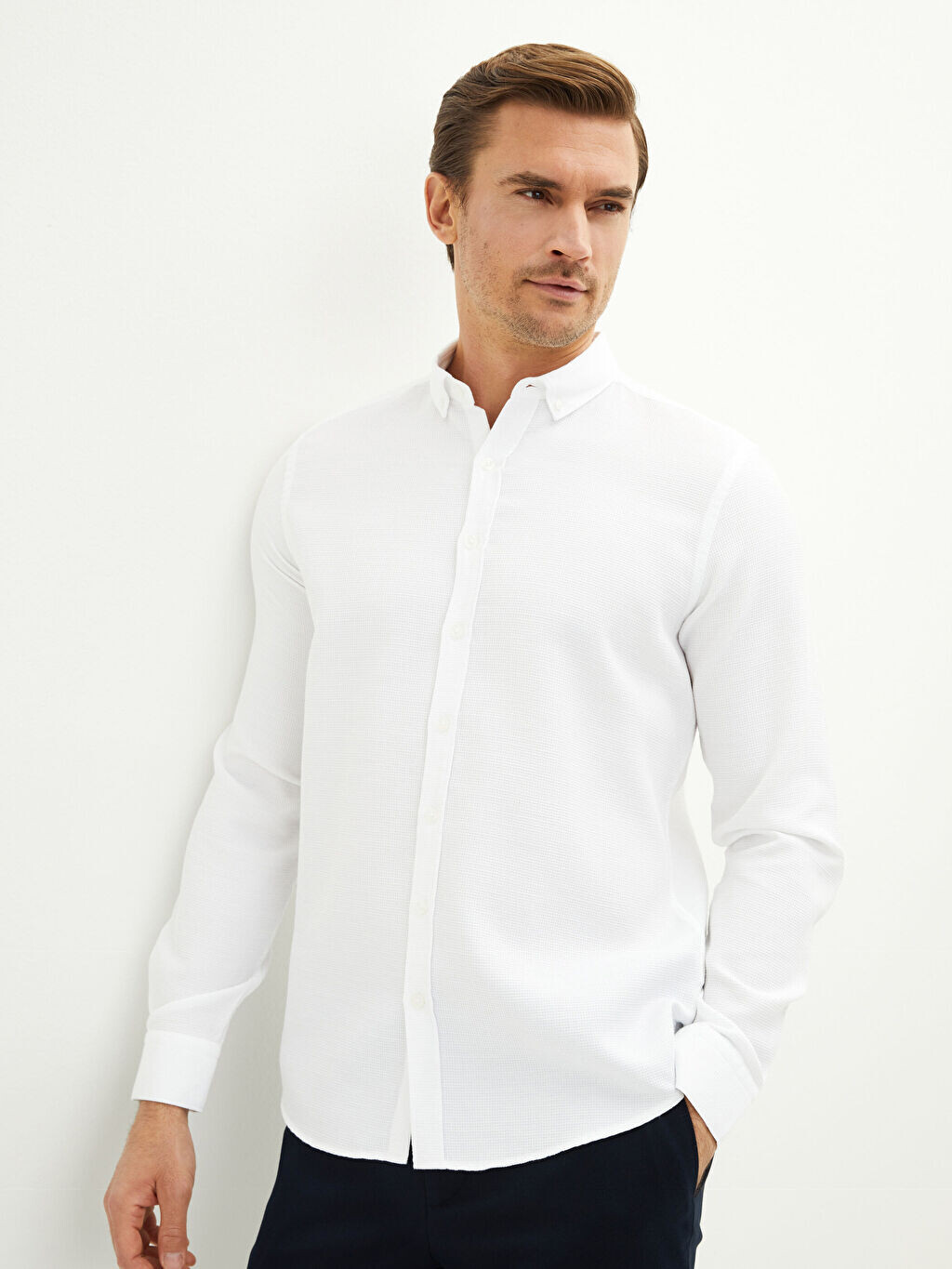 

Мужская рубашка Slim Fit с длинным рукавом LCWAIKIKI Classic