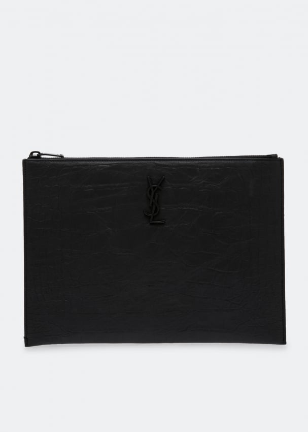 Сумка SAINT LAURENT Monogram leather pouch, черный сумка saint laurent leather wallet черный