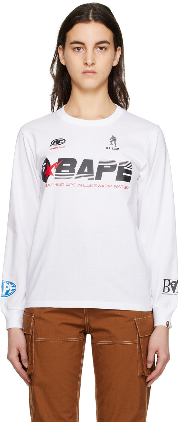 

Белая футболка с длинным рукавом Racing BAPE