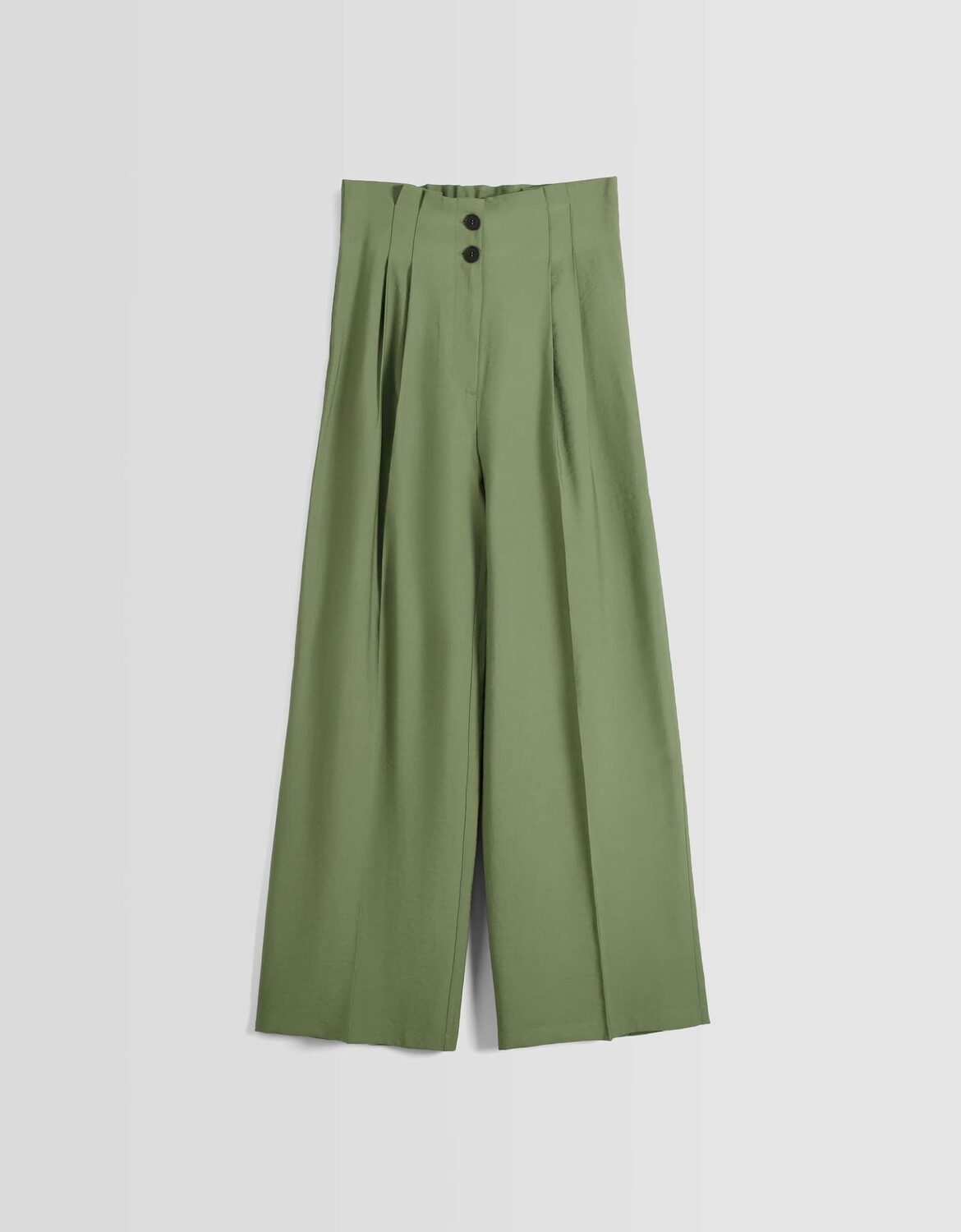 

Брюки Bershka Wide-leg Tailored Rustic, хаки