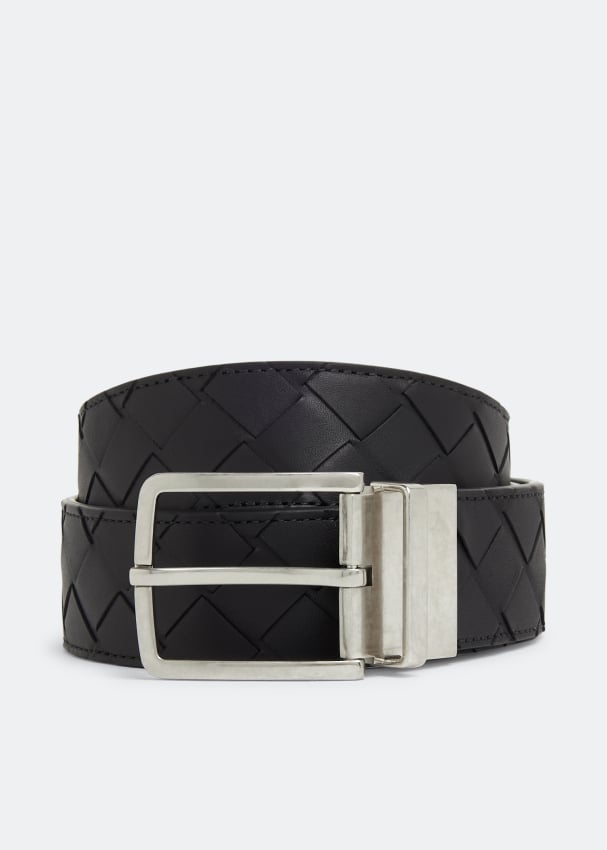 Ремень BOTTEGA VENETA Intrecciato reversible belt, черный