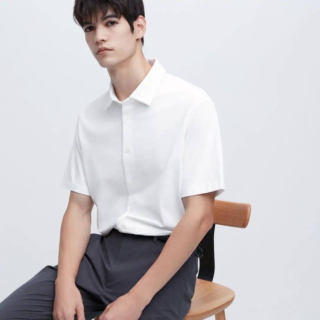 

Рубашка Uniqlo AIRism Polo Open Collar, белый