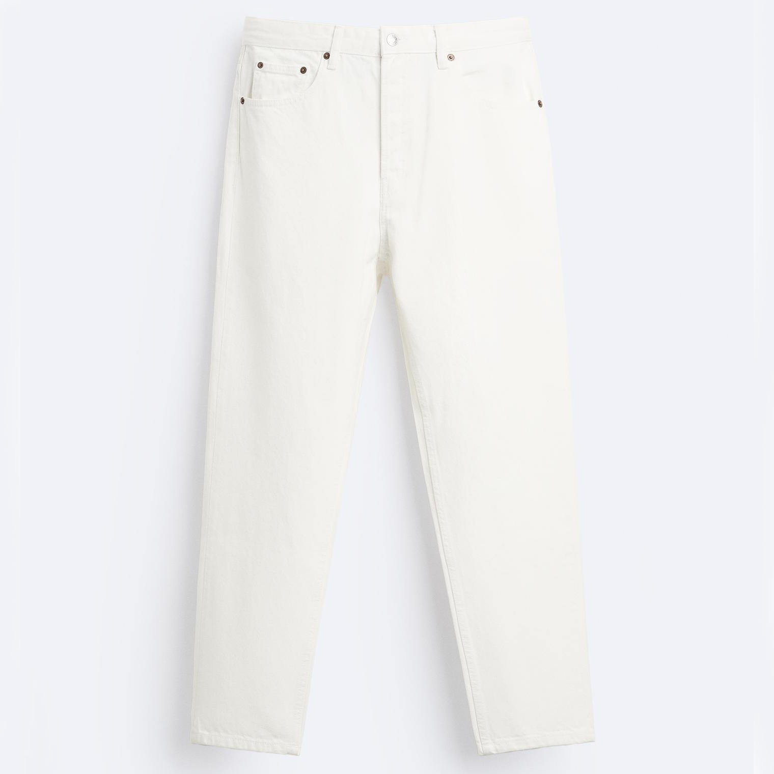 Джинсы Zara Slim Cropped-fit, белый джинсы узкие 78 застежка на молнию на щиколотке 38 fr 44 rus розовый