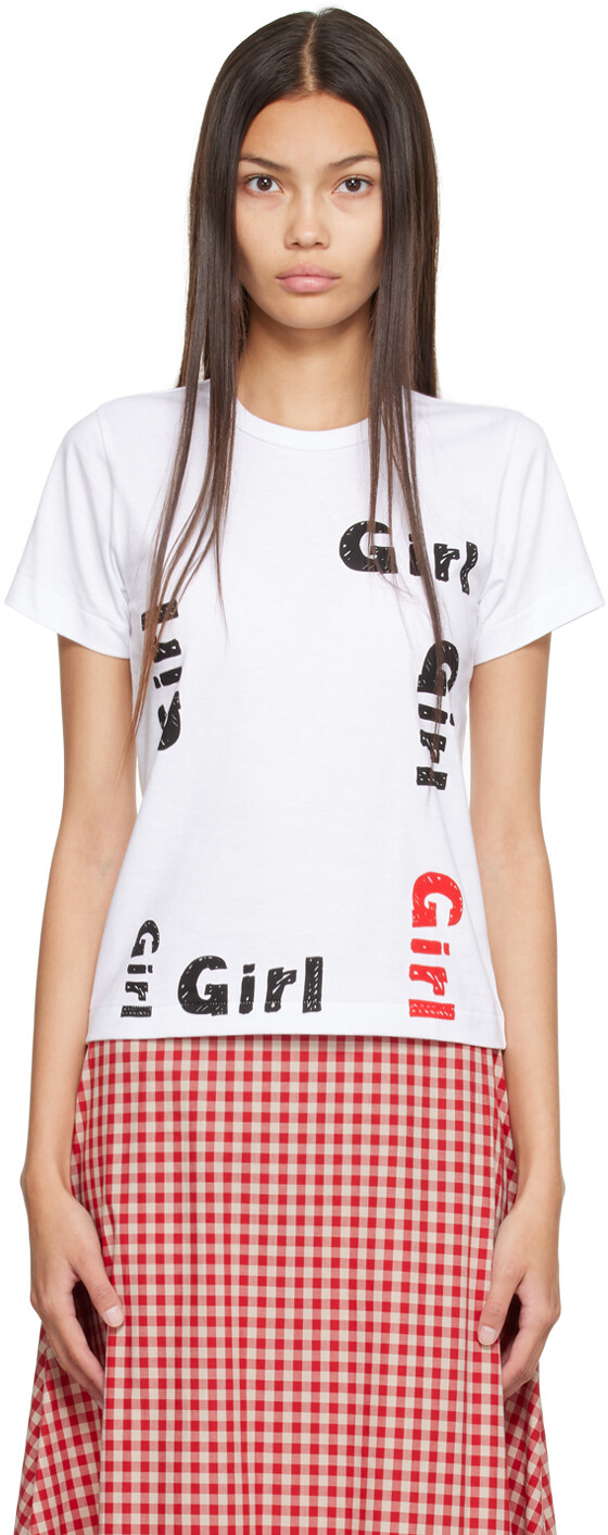 

Белая футболка с принтом Comme des Garçons Girl