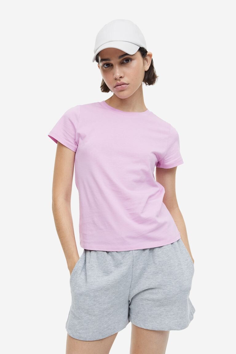 

Приталенная футболка H&M, светло-розовый