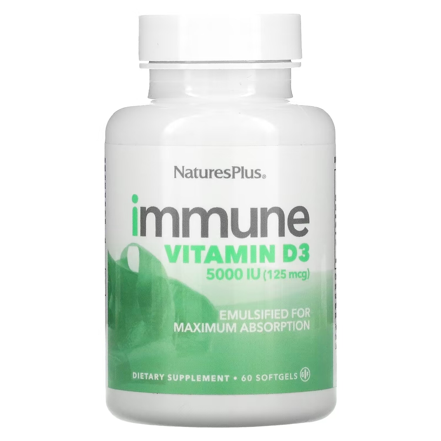 

NaturesPlus Витамин D3 для иммунитета 125 мкг 5000 МЕ, 60 мягких таблеток