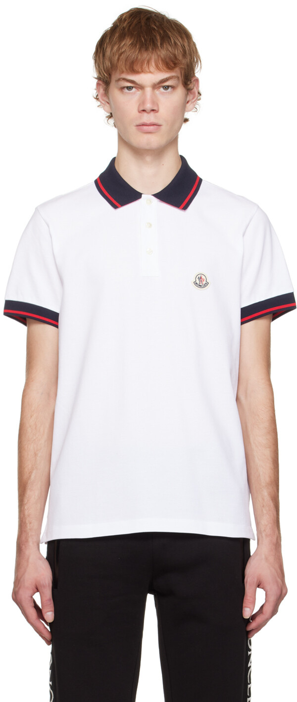 

Белая полосатая футболка-поло Moncler, Белый