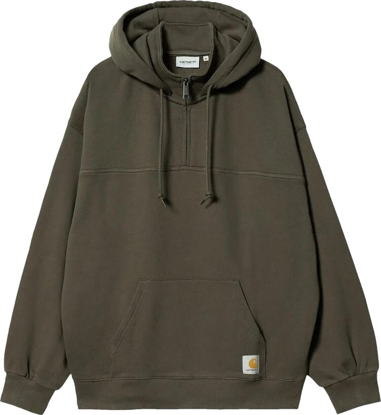 

Толстовка Carhartt WIP Hooded Wade Half Zip Sweatshirt 'Cypress', зеленый