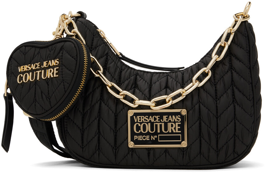 

Черная хрустящая сумка через плечо Versace Jeans Couture