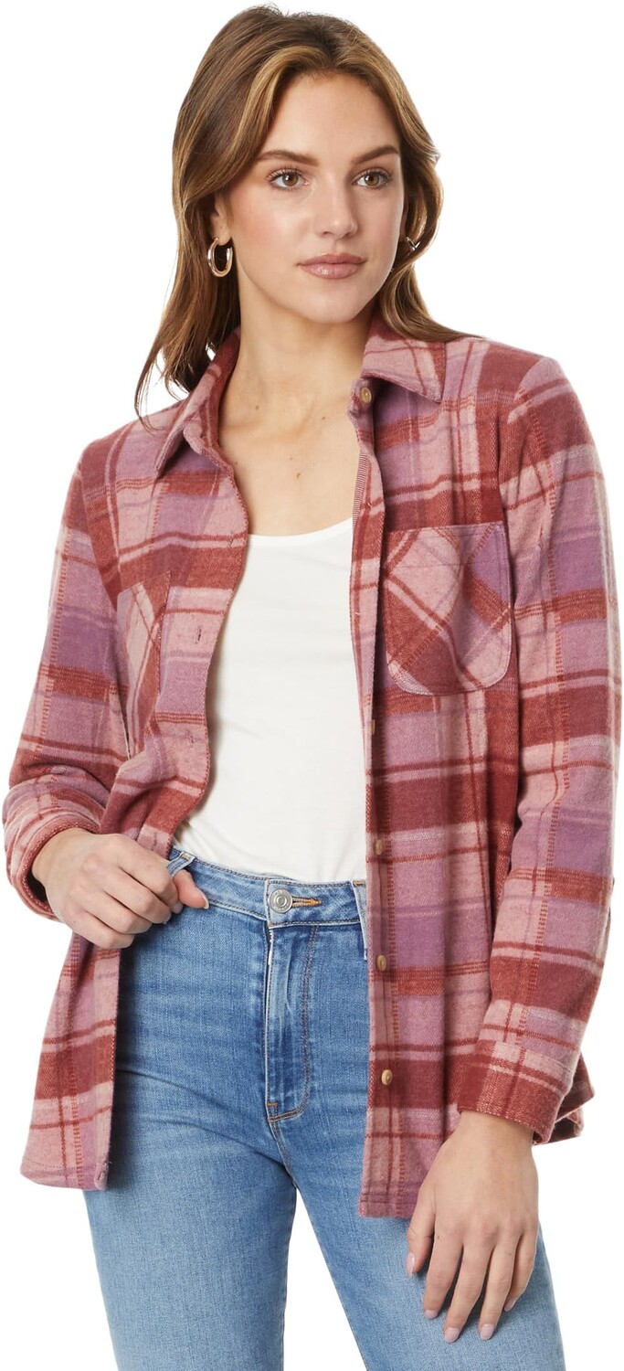 

Уютная вязаная куртка-рубашка в клетку Lucky Brand, цвет Lilas Pink Plaid