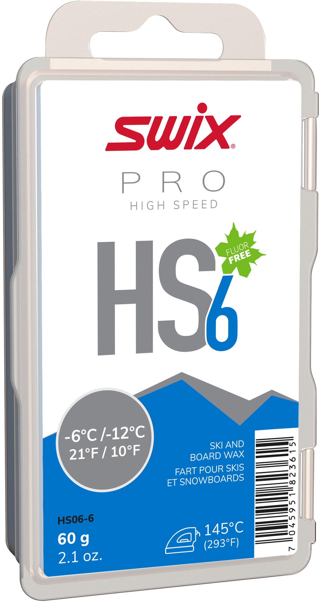 Синий воск HS6 для температуры от 10 до 21 градуса F — 60 г Swix