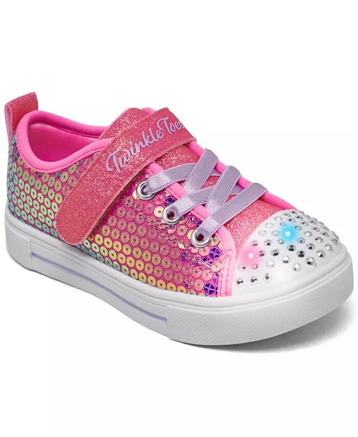 

Twinkle Toes для маленьких девочек: Twinkle Sparks — повседневные кроссовки с подсветкой и ремешком с блестками для вечеринок от Finish Line Skechers, розовый