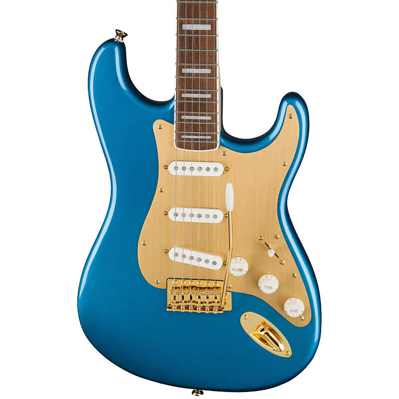 

Squier 40th Anniversary Strat, Gold Edition, синий цвет Лейк-Плэсид Fender 0379410502