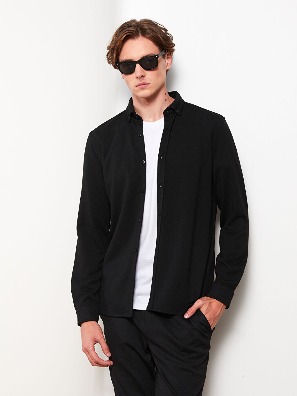 

Трикотажная мужская рубашка Slim Fit с длинным рукавом LCW Vision
