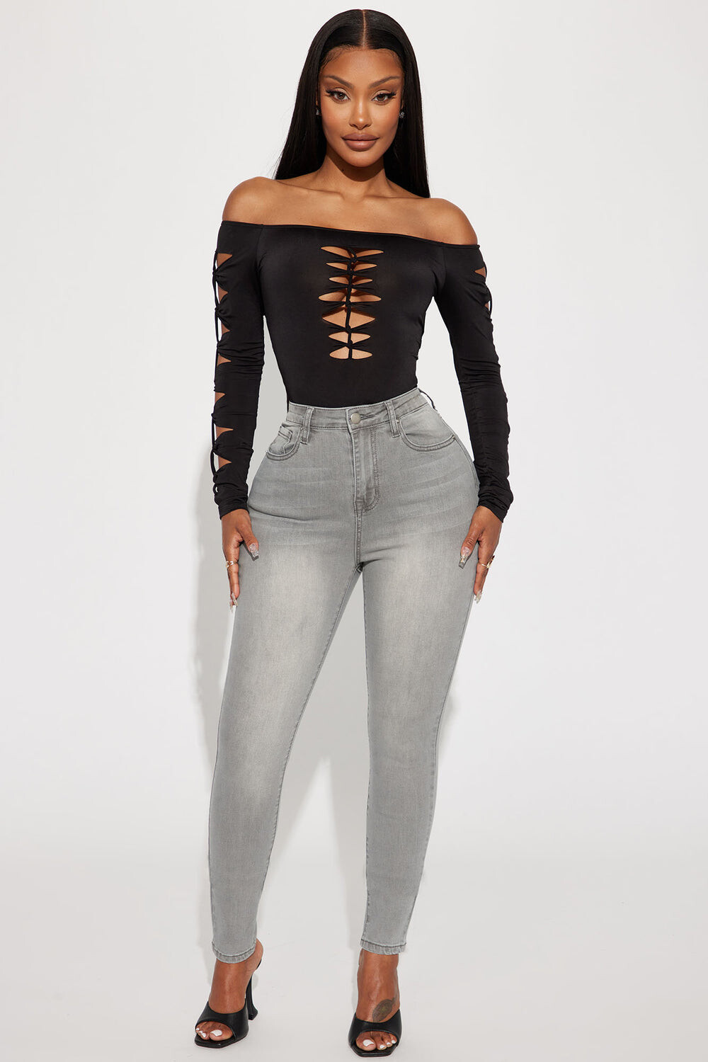

Джинсы скинни Fashion Nova YJDM15HROPTION6, серый