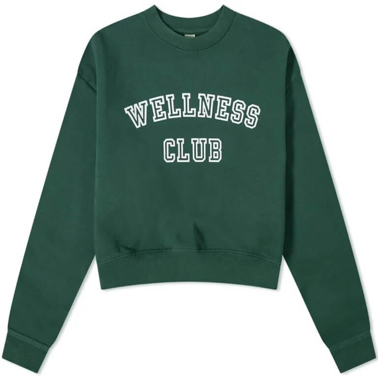 

Свитшот Sporty & Rich Wellness Club Cropped, темно-зеленый/белый