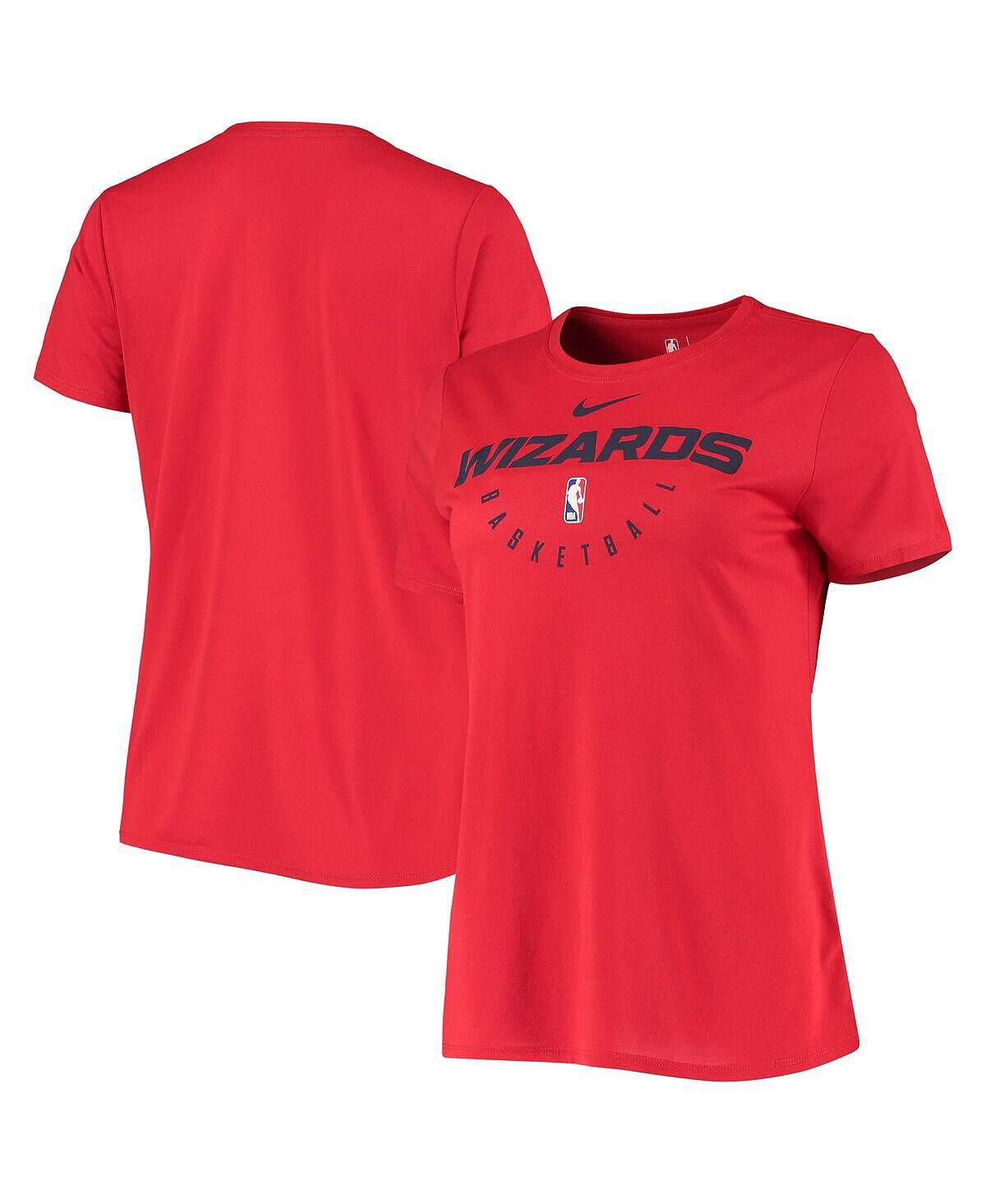 

Женская красная футболка washington wizards practice performance Nike, красный