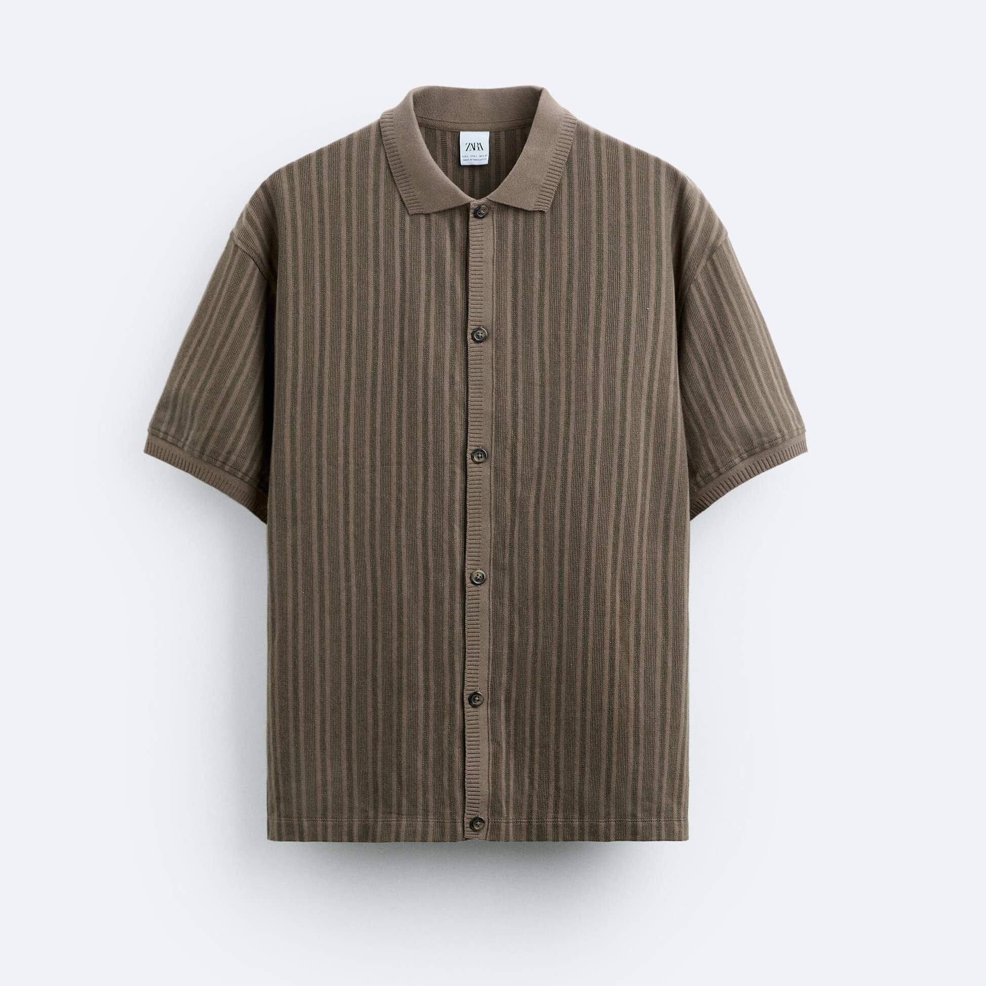 Кардиган Zara Vertical Jacquard, серо-коричневый футболка поло zara vertical jacquard черный