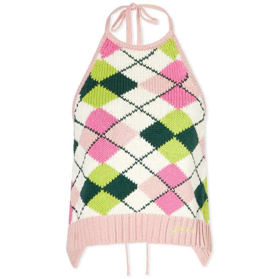

Топ GANNI Graphic Halterneck, мультиколор