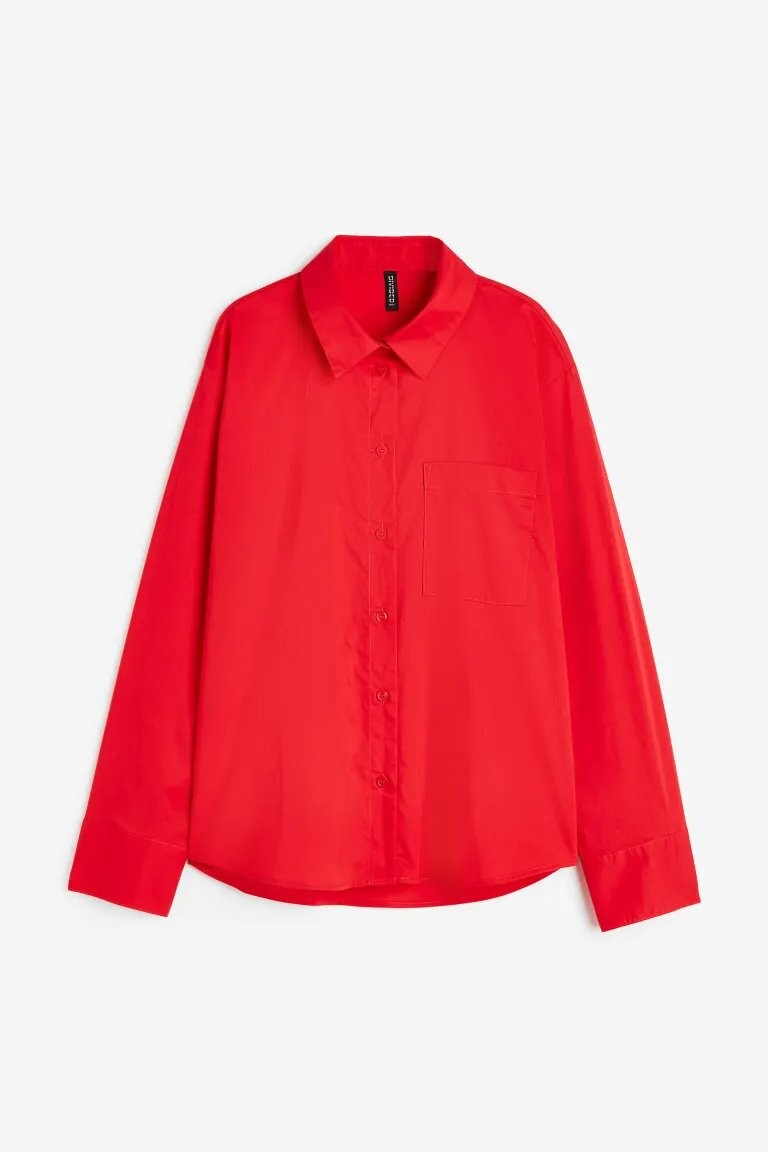 

Рубашка H&M Cotton Poplin, красный