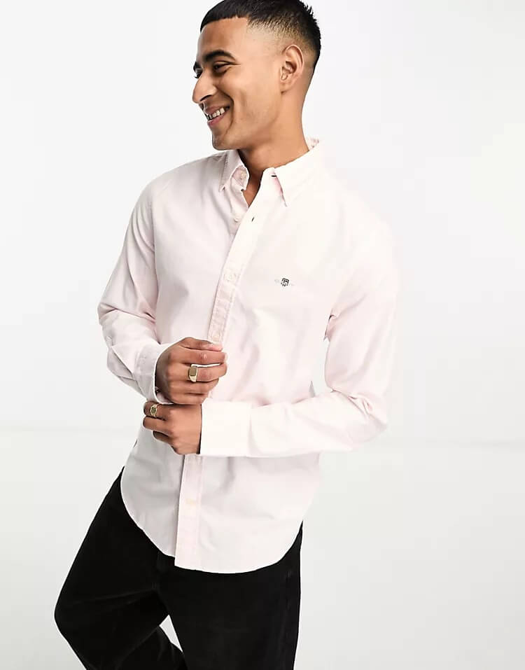 Рубашка Gant Icon Logo Slim Fit Oxford, светло-розовый фото