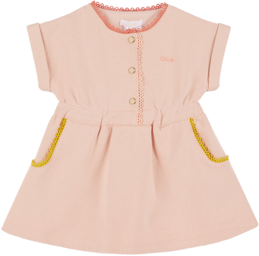 

Детское розовое платье с вышивкой Chloé