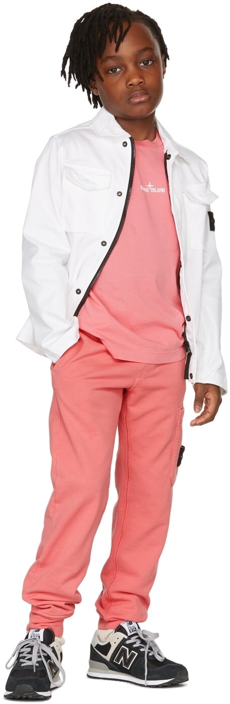 

Детская розовая футболка с логотипом Lens Stone Island Junior