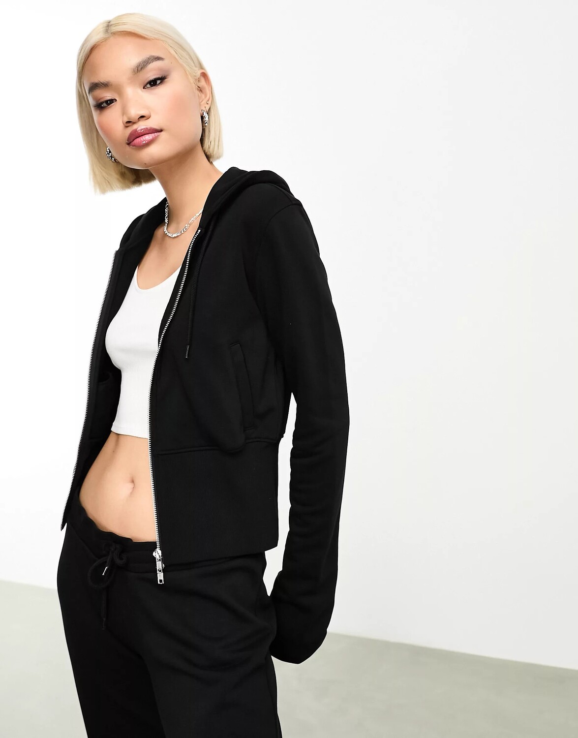 

Толстовка Weekday Co-ord Zip Fitted Zip Through, черный