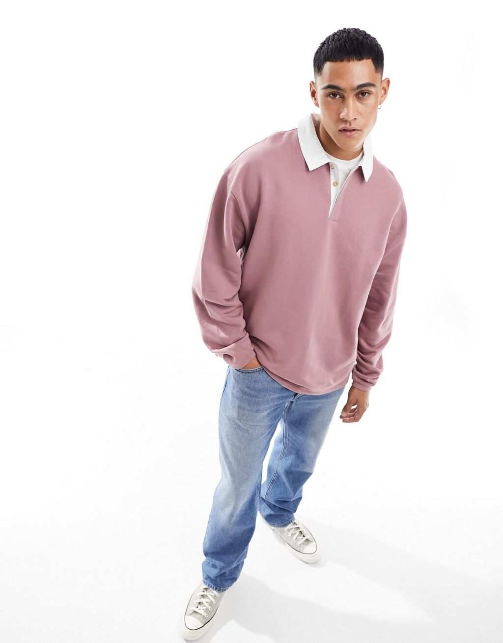 

Фиолетовый свободный свитшот-поло для регби ASOS DESIGN
