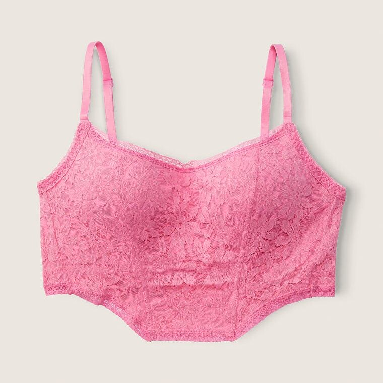 

Кружевной корсетный топ Victoria's Secret Pink Lightly Lined, розовый
