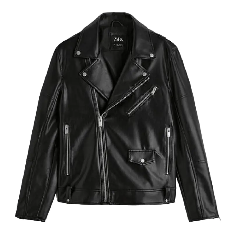 

Куртка Zara Faux Leather Biker, черный