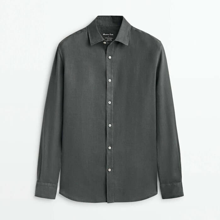 

Рубашка Massimo Dutti 100% Linen Slim-Fit, темно-зеленый