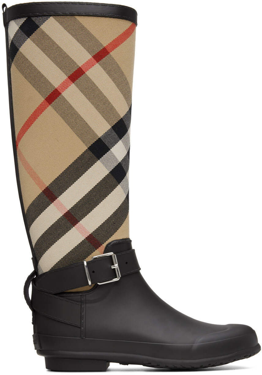 

Бежевые ботинки в клетку House Burberry, Бежевый