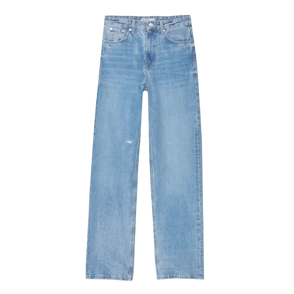 

Джинсы Pull&Bear Straight-leg Mid-rise With Sequins, синий