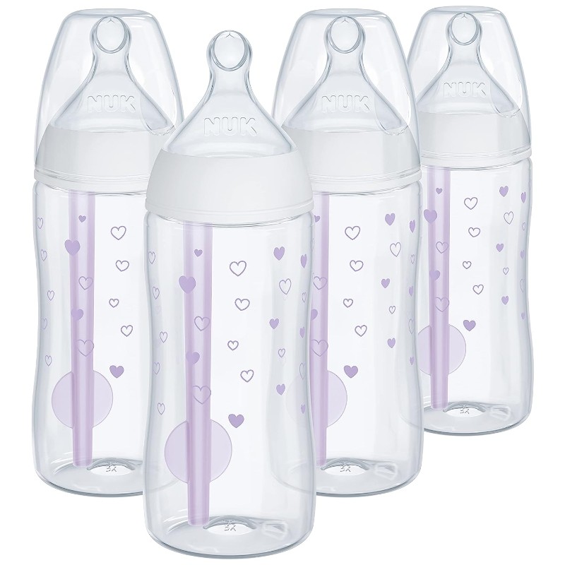 Бутылочки для кормления 4 шт. по 295 мл Nuk Smooth Flow Pro Anti Colic, прозрачный/сиреневый набор бутылочек nuk smooth flow для новорожденных с антиколиковой бутылочкой от 0 месяцев 11 предметов