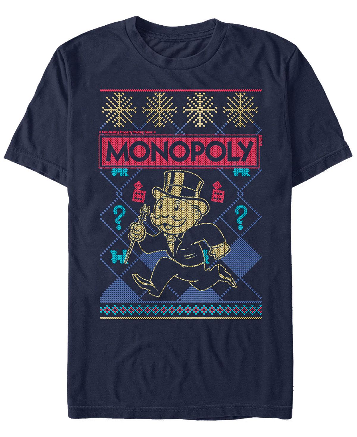 Мужская футболка с коротким рукавом в рождественском стиле monopoly Fifth Sun, синий