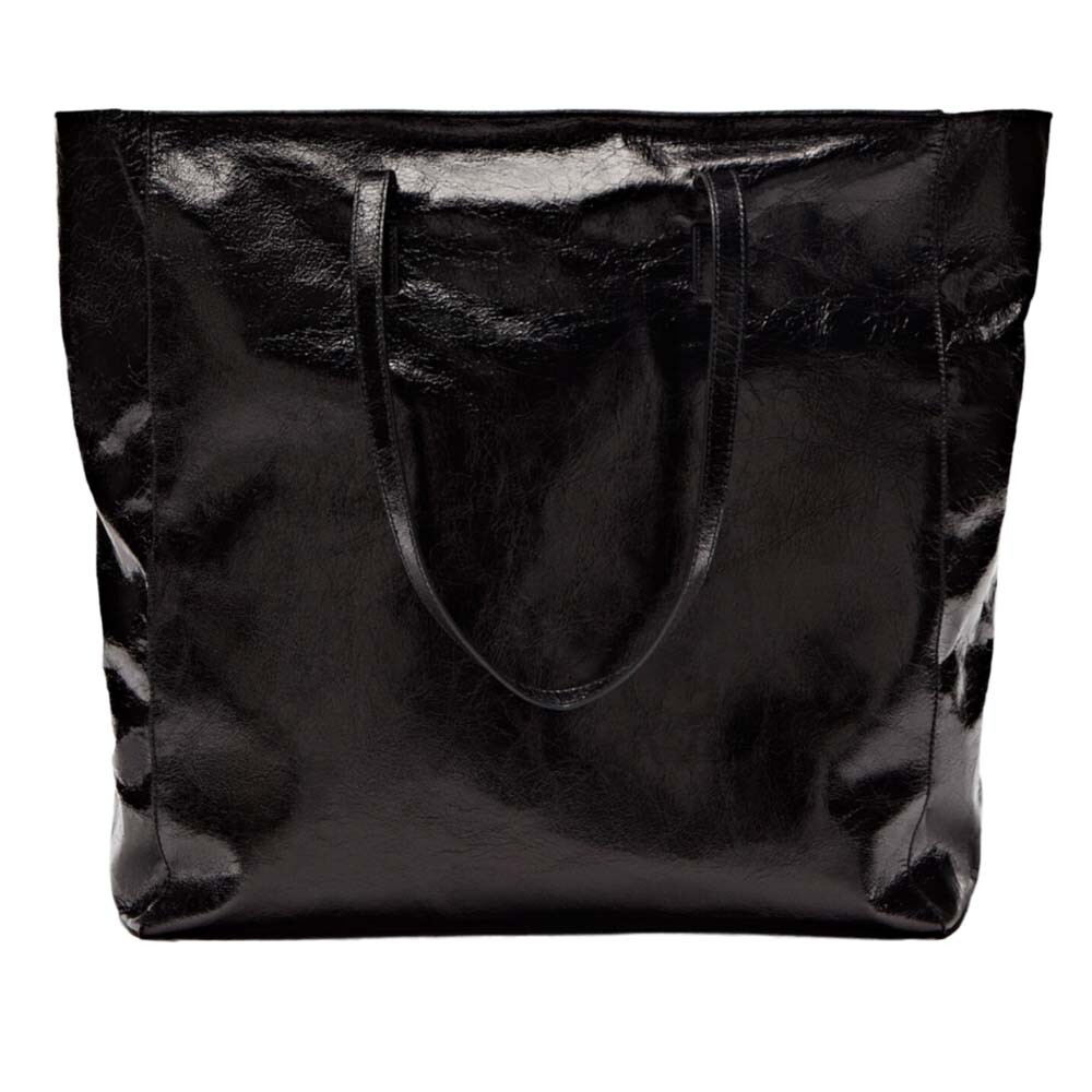 

Сумка-шоппер Massimo Dutti Leather With A Cracked Finish, черный
