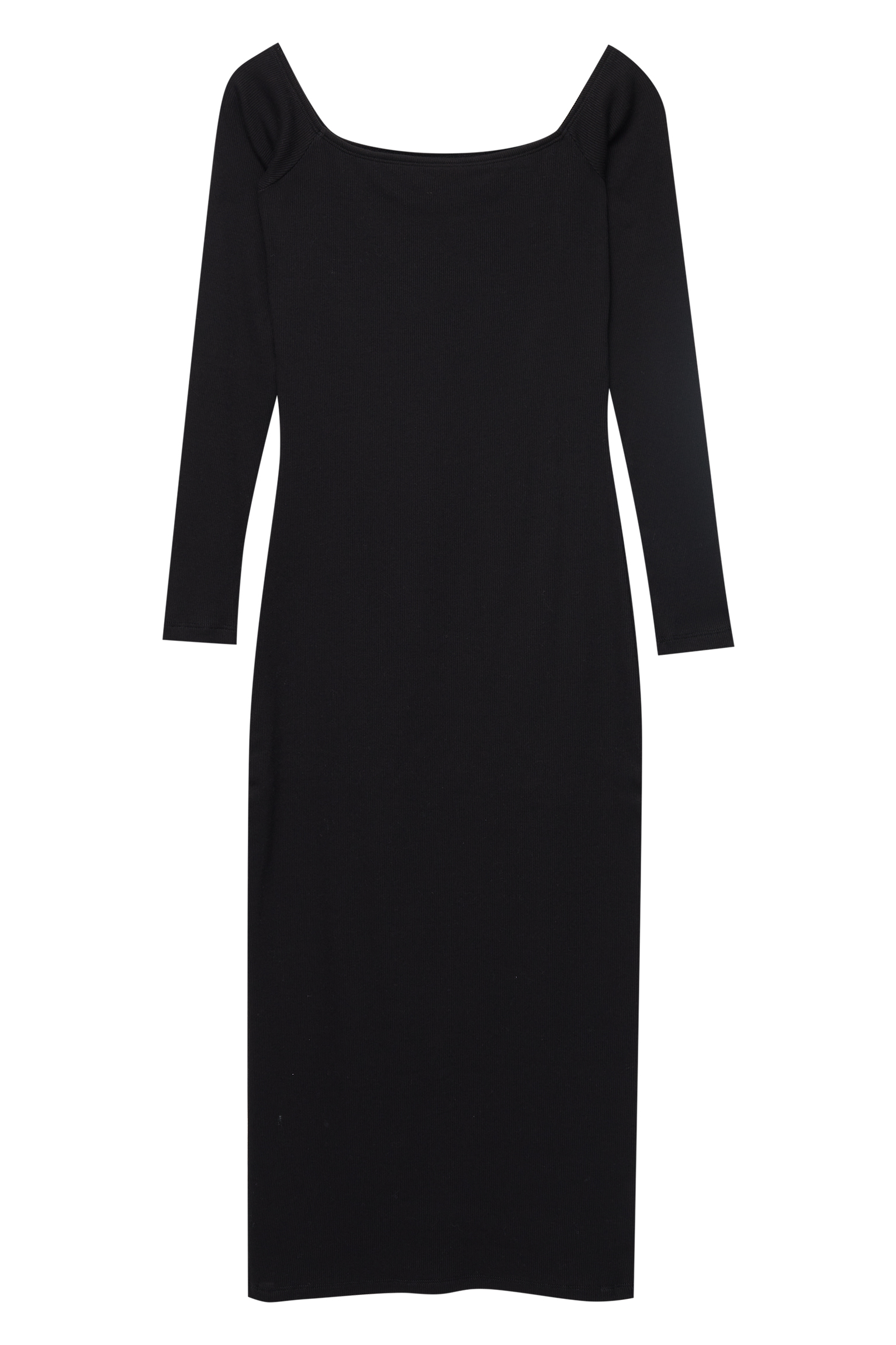 Платье Pull&Bear Ribbed Off-the-shoulder Midi, черный