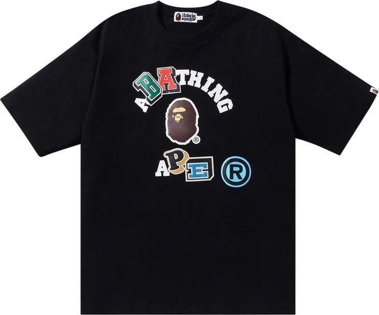 

Футболка BAPE Multi Fonts Relaxed Fit College Heavy Weight Tee 'Black', черный